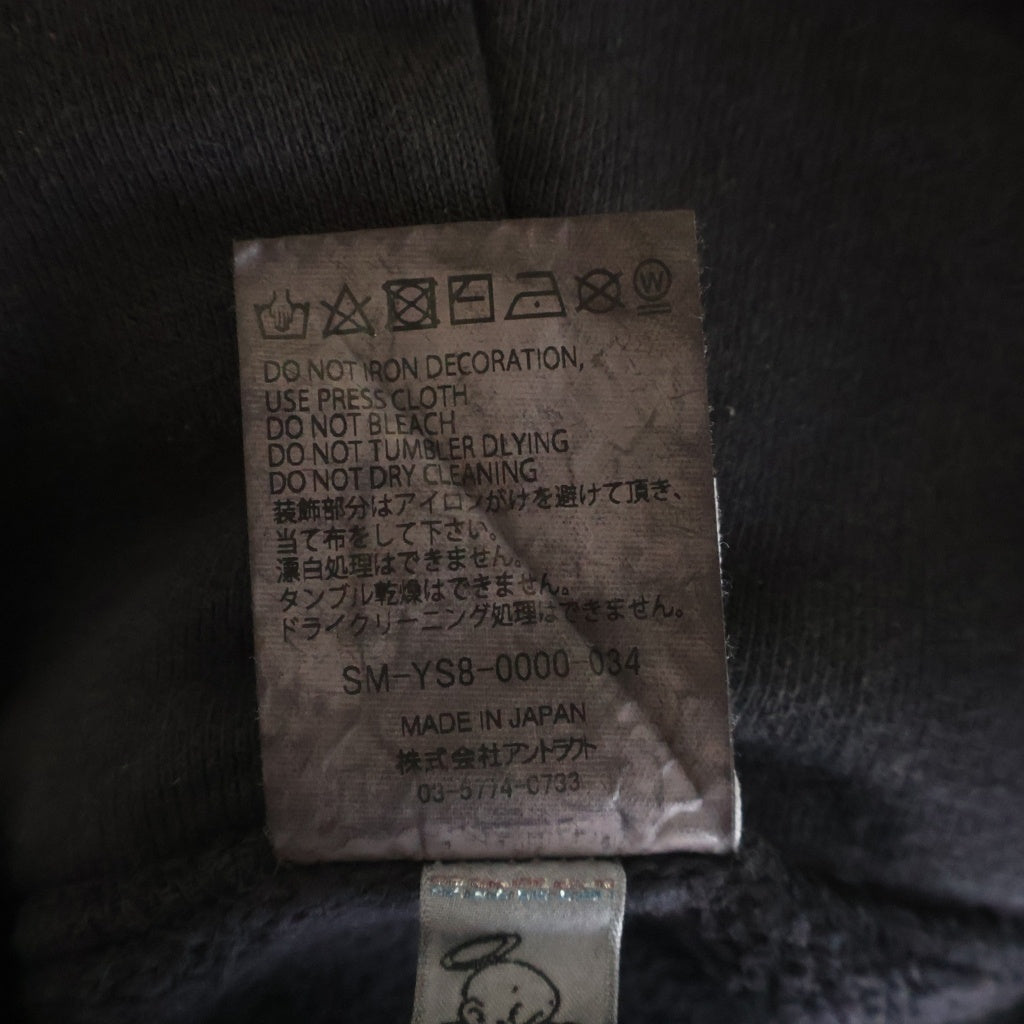SAINT MICHAEL(セントマイケル) 24SS ANGEL HOODIE エンジェルプリント ユーズド加工 フーディー プルオーバーパーカー ブラック SM-YS8-0000-034