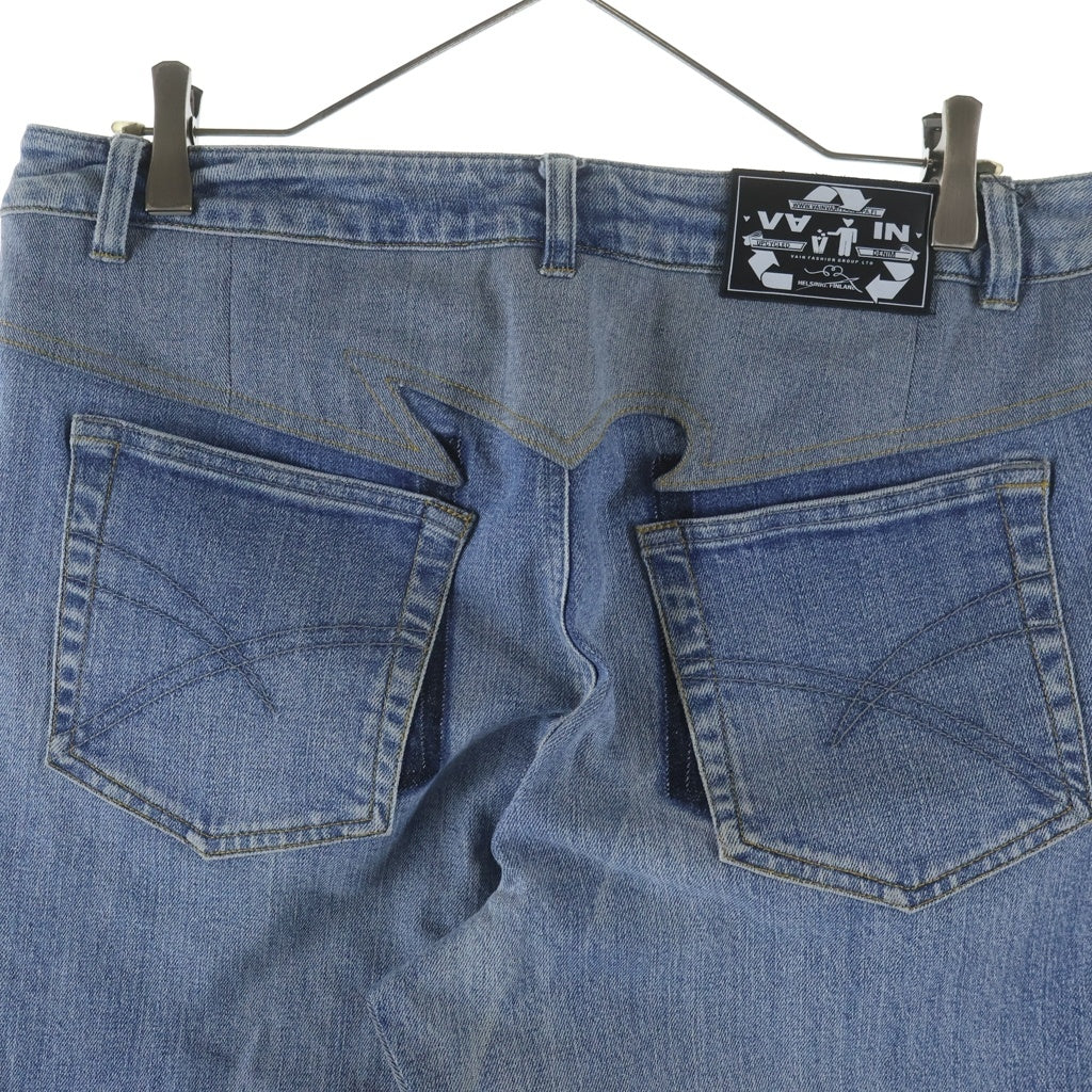 NO BRAND(ノーブランド) VAINヴェイン UPCYCLED JEANS 000 アップサイクル ジップフライ リメイク デニムパンツ インディゴ