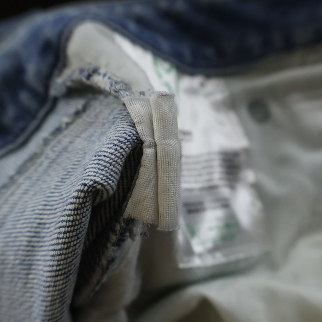 NO BRAND(ノーブランド) VAINヴェイン UPCYCLED JEANS 000 アップサイクル ジップフライ リメイク デニムパンツ インディゴ