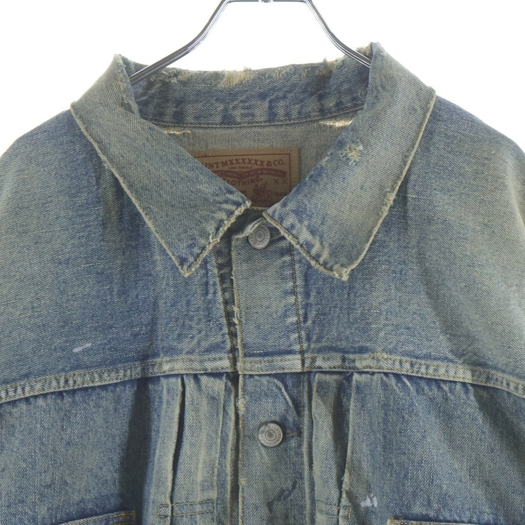 SAINT MICHAEL(セントマイケル) 23AW×BerBerJin DENIM JACKET 777XX ベルベルジン 2nd ヴィンテージ加工 デニムジャケット インディゴ SM-A23-0000-C17