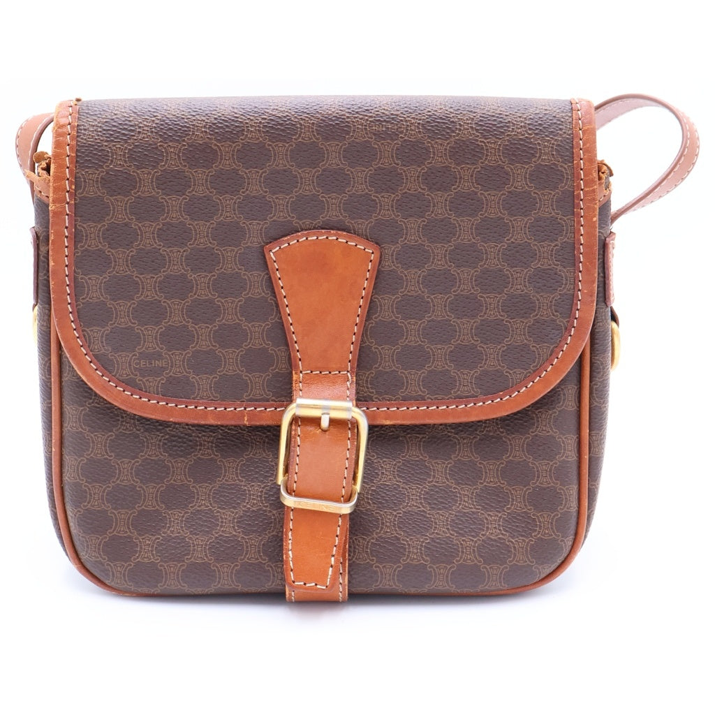CELINE(セリーヌ) マカダム柄 フラップ ショルダーバッグ ゴールド金具