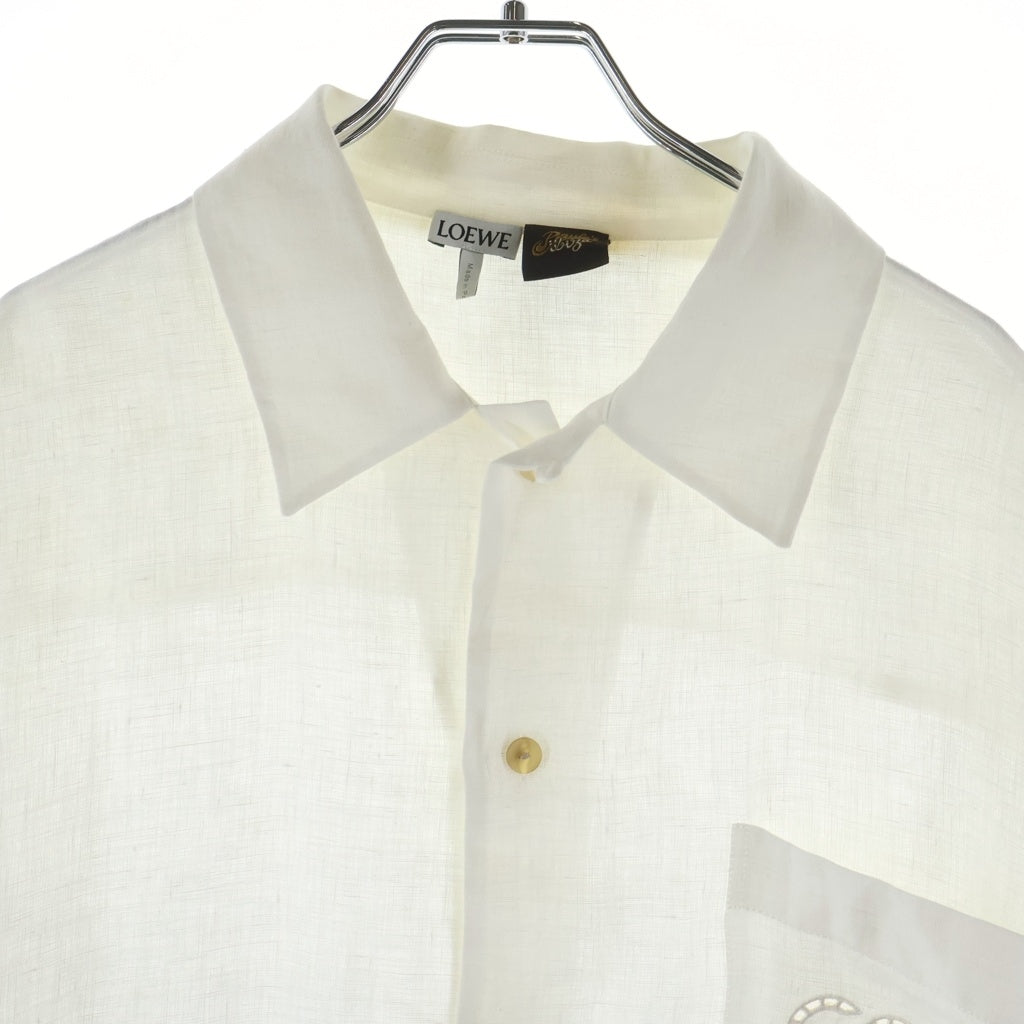 LOEWE(ロエベ) ANAGRAM POCKET SHIRT アナグラム ポケット リネン長袖シャツ ホワイト H616Y05X63