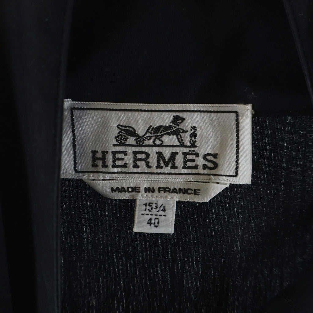 HERMES(エルメス) チンストラップ コットン ロングスリーブ カフスシャツ ブラック