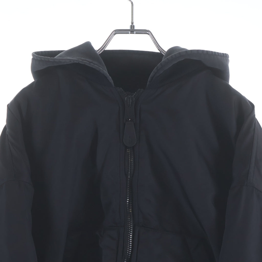 BALENCIAGA(バレンシアガ) UNITY BOMBER スポーツアイコン刺繍 フーデッドボンバージャケット ジップアップブルゾン ブラック 805512 TRO51