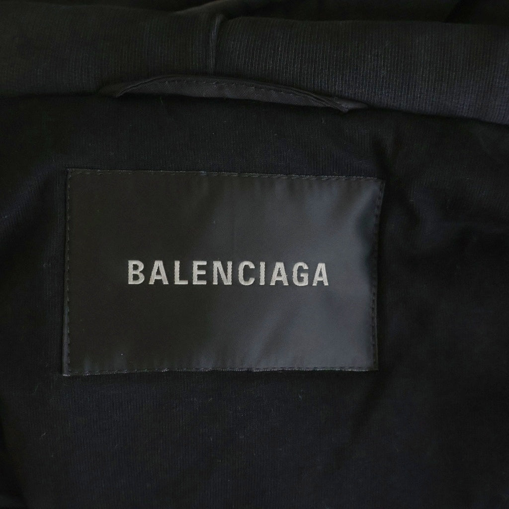 BALENCIAGA(バレンシアガ) UNITY BOMBER スポーツアイコン刺繍 フーデッドボンバージャケット ジップアップブルゾン ブラック 805512 TRO51
