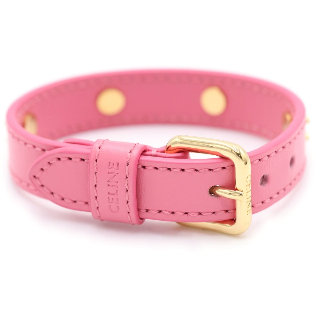 CELINE(セリーヌ) MULTI LEATHER BRACELET トリオンフモチーフ マルチ レザーブレスレット ピンク/ゴールド 46X623SMO レディース