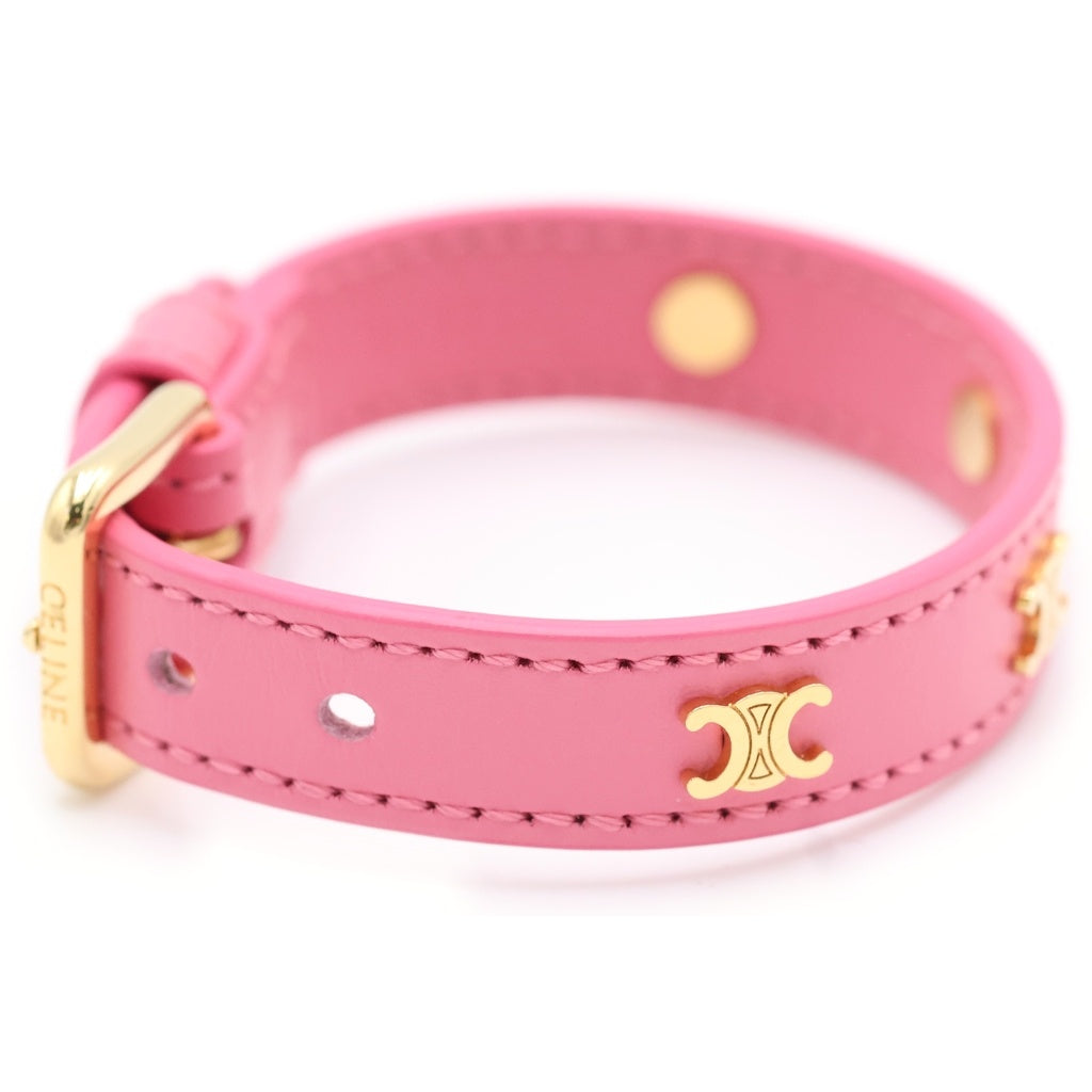 CELINE(セリーヌ) MULTI LEATHER BRACELET トリオンフモチーフ マルチ レザーブレスレット ピンク/ゴールド 46X623SMO レディース