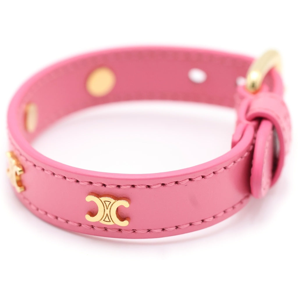 CELINE(セリーヌ) MULTI LEATHER BRACELET トリオンフモチーフ マルチ レザーブレスレット ピンク/ゴールド 46X623SMO レディース
