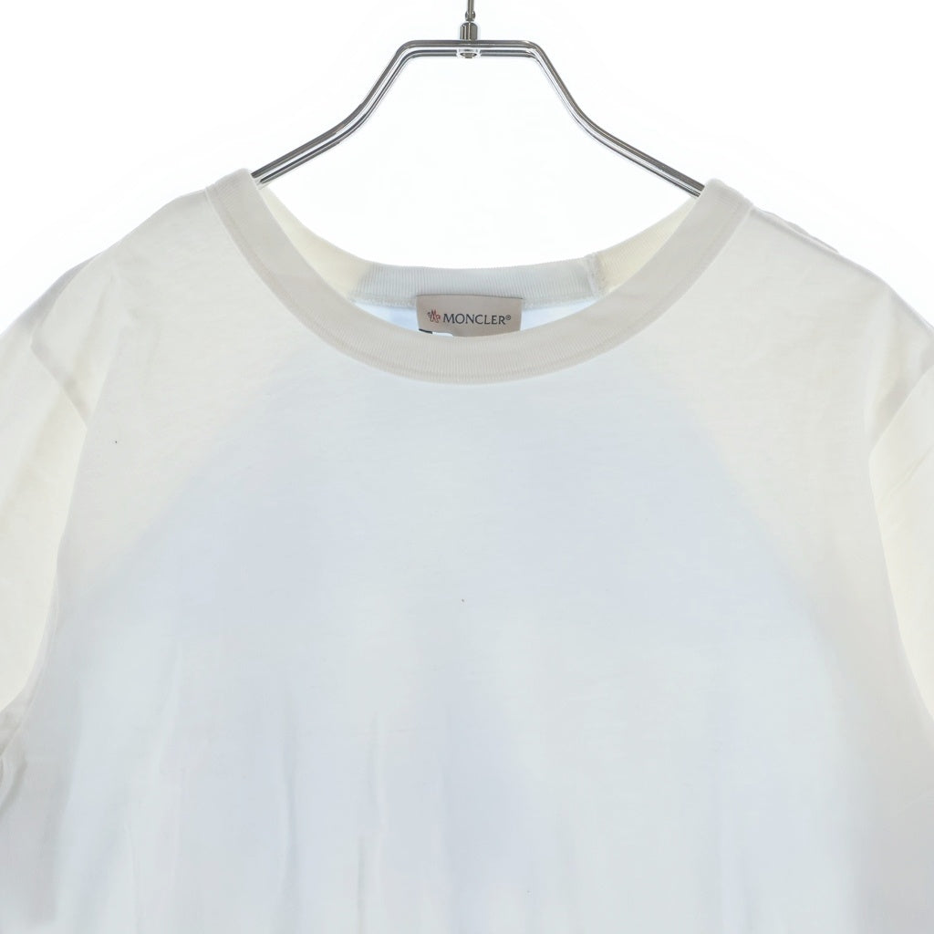 MONCLER(モンクレール) 22SS SS TSHIRT クラウドプリント切替 ウエストドローコード クルーネック 半袖Tシャツ カットソー ホワイト/ブルー レディース H10938C00021 829HP