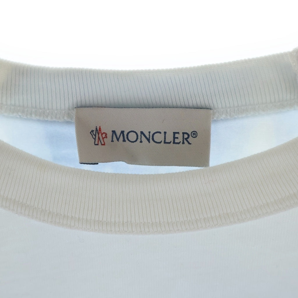 MONCLER(モンクレール) 22SS SS TSHIRT クラウドプリント切替 ウエストドローコード クルーネック 半袖Tシャツ カットソー ホワイト/ブルー レディース H10938C00021 829HP