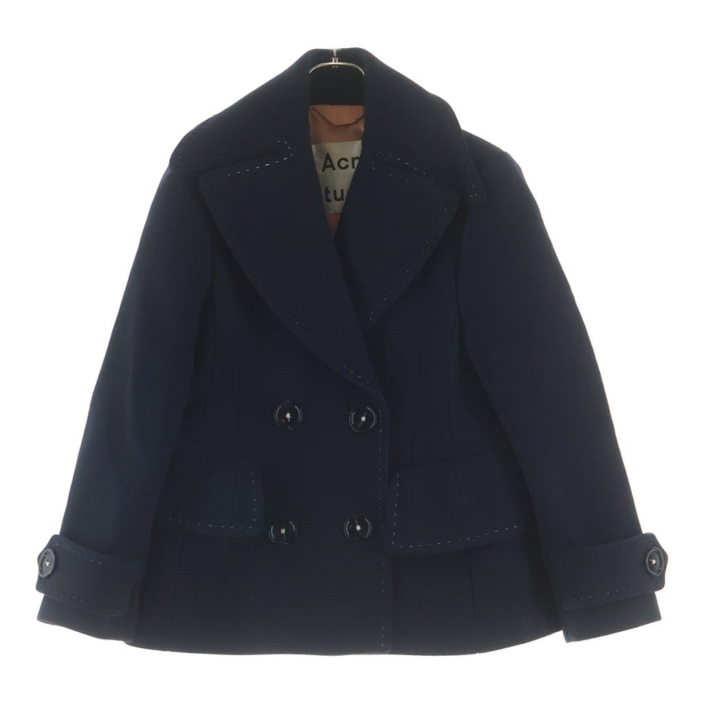Acne Studios(アクネ ストゥディオズ) CHEYE T MELTON シェイティーメルトン ウール ホワイトステッチ ダブルジャケット ネイビー レディース 12V173