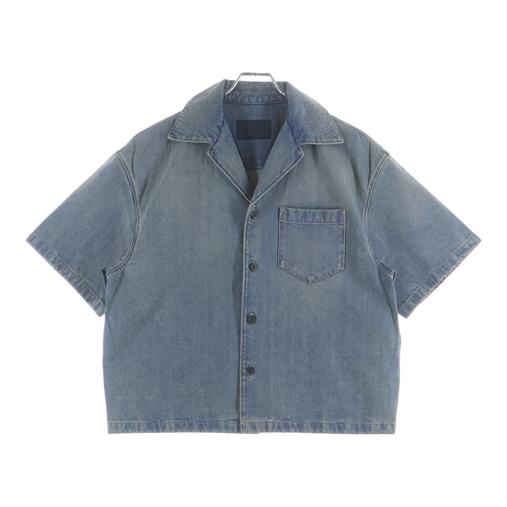 PRADA(プラダ) 23SS DENIM SHIRT 胸ポケット 開襟 デニム半袖シャツ インディゴ GEC068
