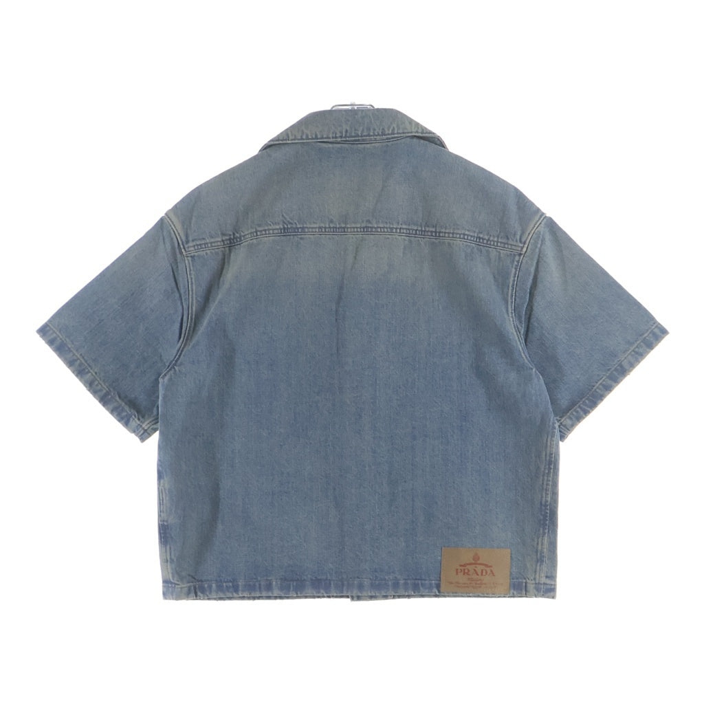 PRADA(プラダ) 23SS DENIM SHIRT 胸ポケット 開襟 デニム半袖シャツ インディゴ GEC068