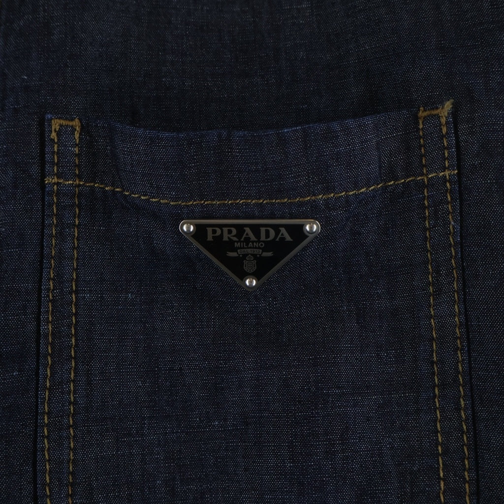 PRADA(プラダ) 23SS トライアングルロゴ デニム 長袖シャツ インディゴ GEB254