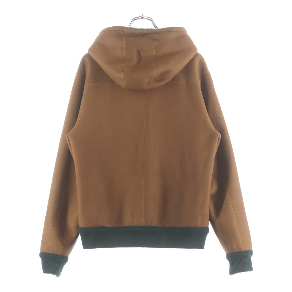 LOEWE(ロエベ) HOODIE IN SHEARING リバーシブル モヘア フーデッド ジップアップ ジャケット グリーン/ブラウン H526Y2SL41