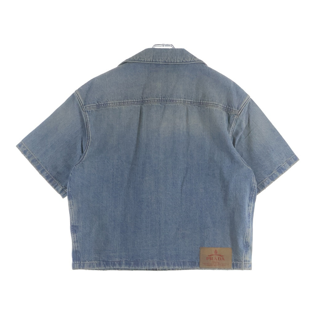PRADA(プラダ) 23SS DENIM SHIRT 胸ポケット 開襟 デニム半袖シャツ インディゴ GEC068
