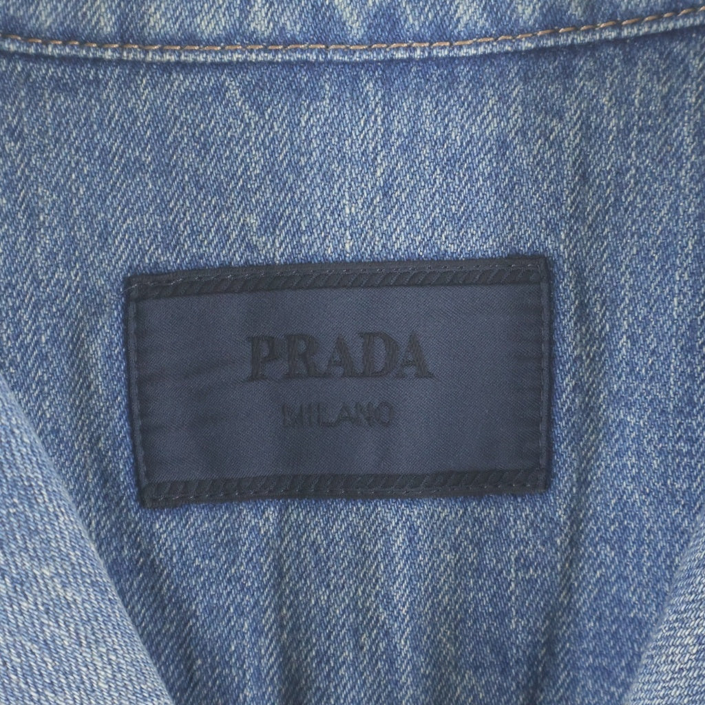 PRADA(プラダ) 23SS DENIM SHIRT 胸ポケット 開襟 デニム半袖シャツ インディゴ GEC068