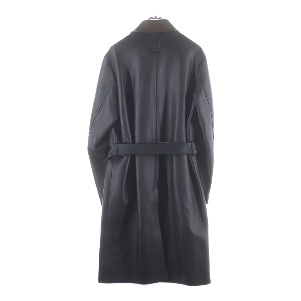 LOEWE(ロエベ) COAT NAPPA LAMBSKIN メローナパラムスキン 切り替えデザイン レザーロングコート ブラック/ブラウン H526Y18LB4