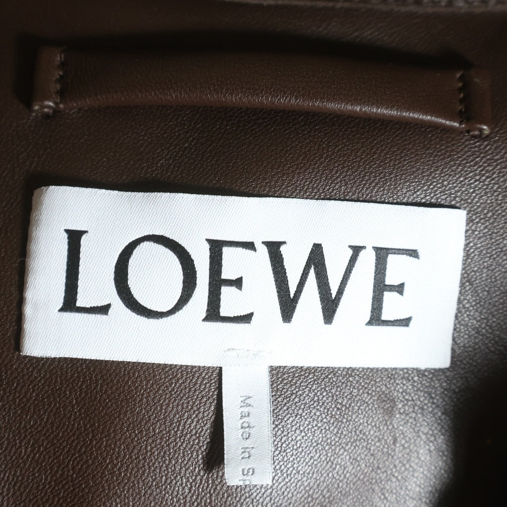 LOEWE(ロエベ) COAT NAPPA LAMBSKIN メローナパラムスキン 切り替えデザイン レザーロングコート ブラック/ブラウン H526Y18LB4