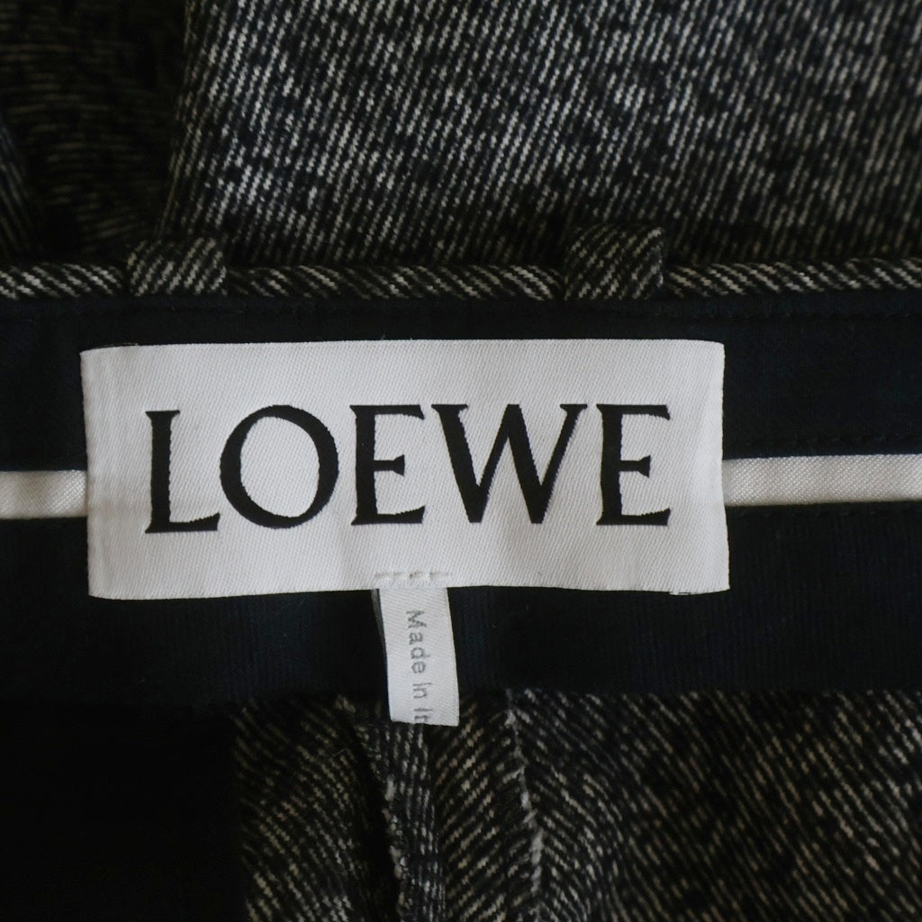 LOEWE(ロエベ) マルチポケット ウール 2タック ワイドスラックスパンツ ブラック H526Y04WH2