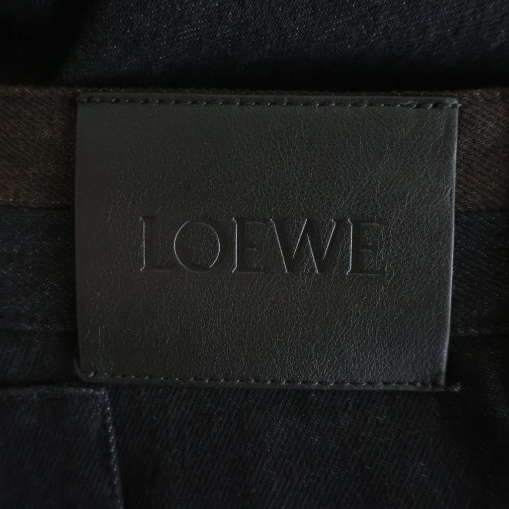 LOEWE(ロエベ) TURN UP JEANS ターンアップ ロールアップ ロゴデザイン デニムパンツ ブラック H526Y11X90