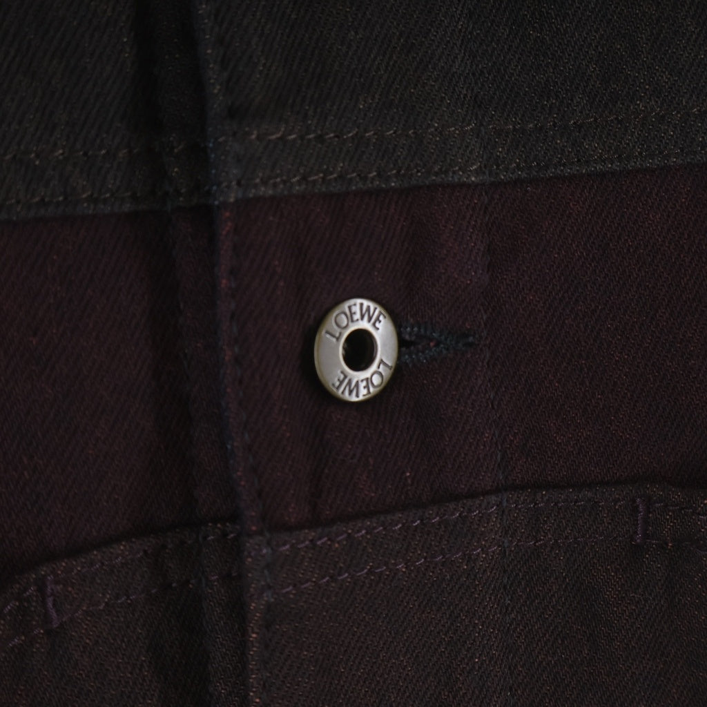 LOEWE(ロエベ) PANELLED DENIM JACKET パネルド キルティング ボアカラー デニムジャケット ブラック H526Y50X27