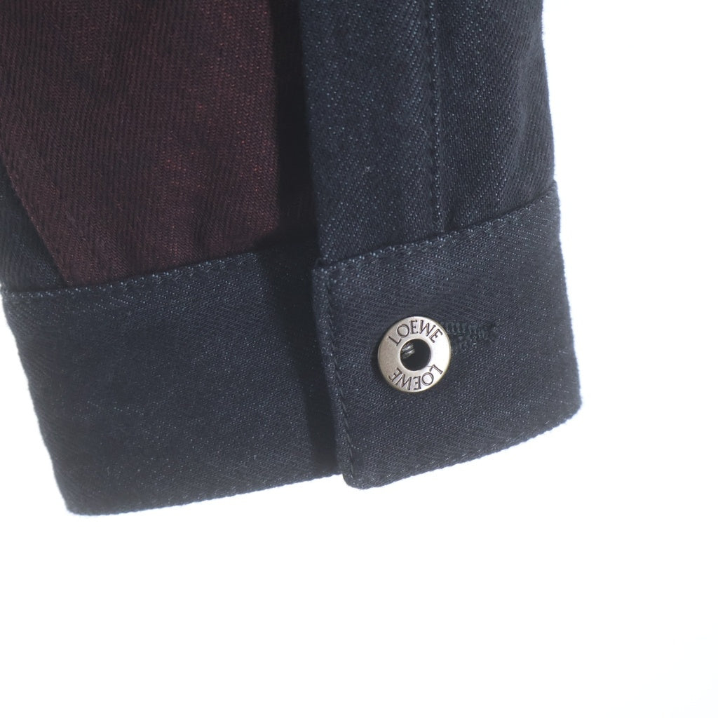LOEWE(ロエベ) PANELLED DENIM JACKET パネルド キルティング ボアカラー デニムジャケット ブラック H526Y50X27