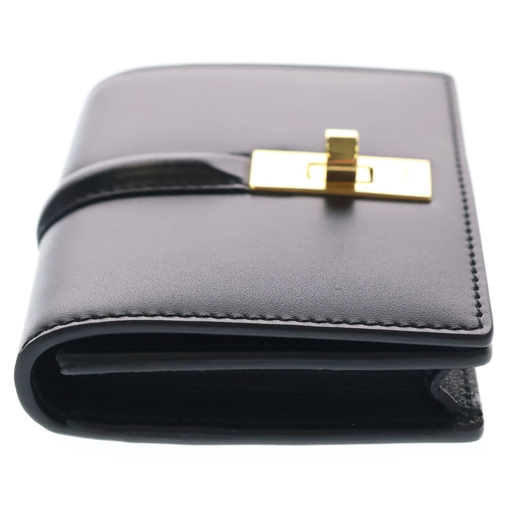 CELINE(セリーヌ) フラップ付き 16 セーズ サテンドカーフスキン カードホルダー ブラック 10M473 レディース