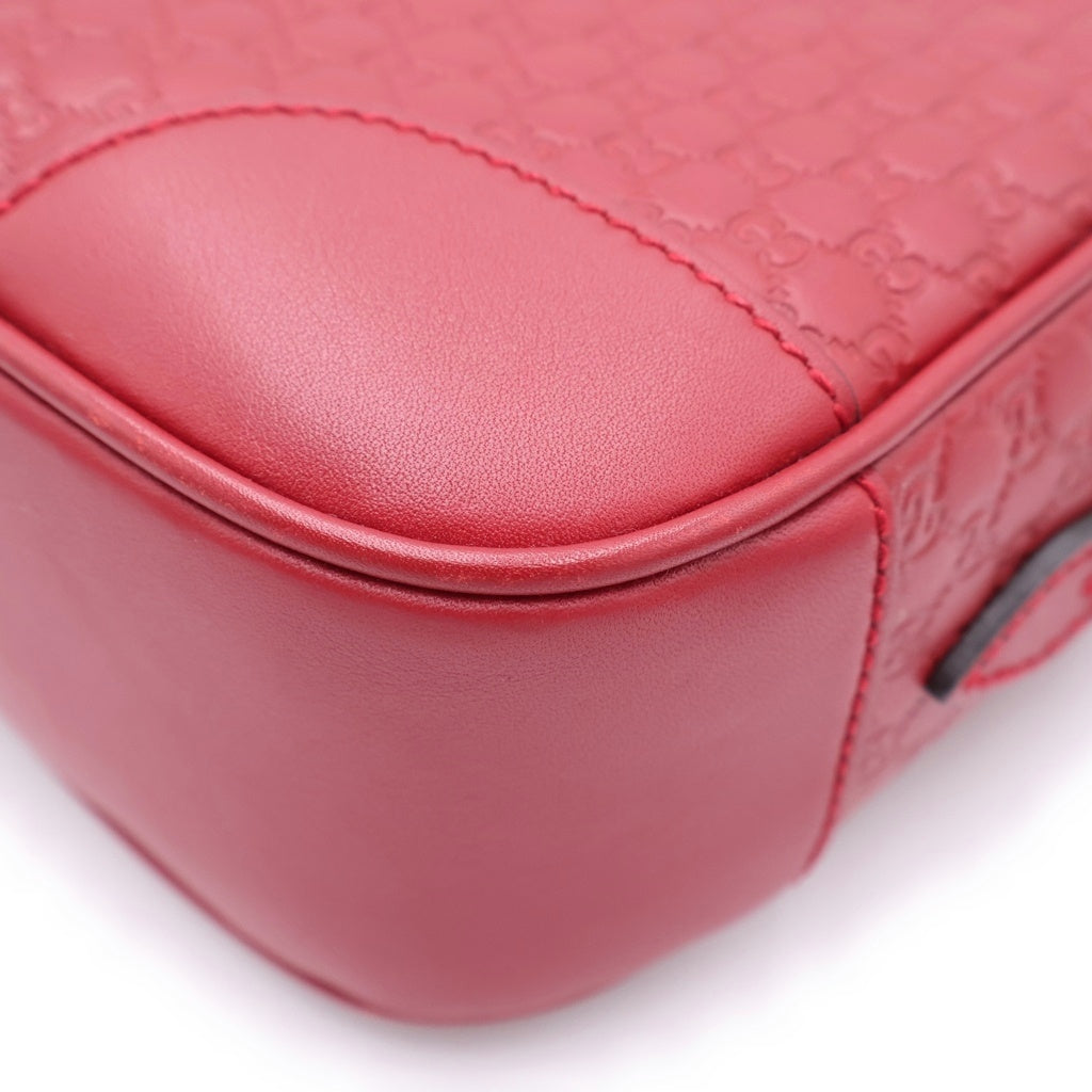 GUCCI(グッチ) レザー マイクログッチシマ GGスプリーム スクエアショルダーバッグ レッド 449413 レディース