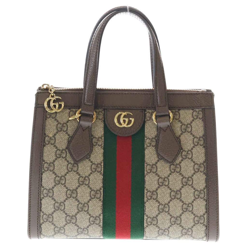 GUCCI(グッチ) GGスプリーム オフィディア ゴールドロゴ金具 2WAY ショルダー ハンドバッグ ブラウン 547551 レディース