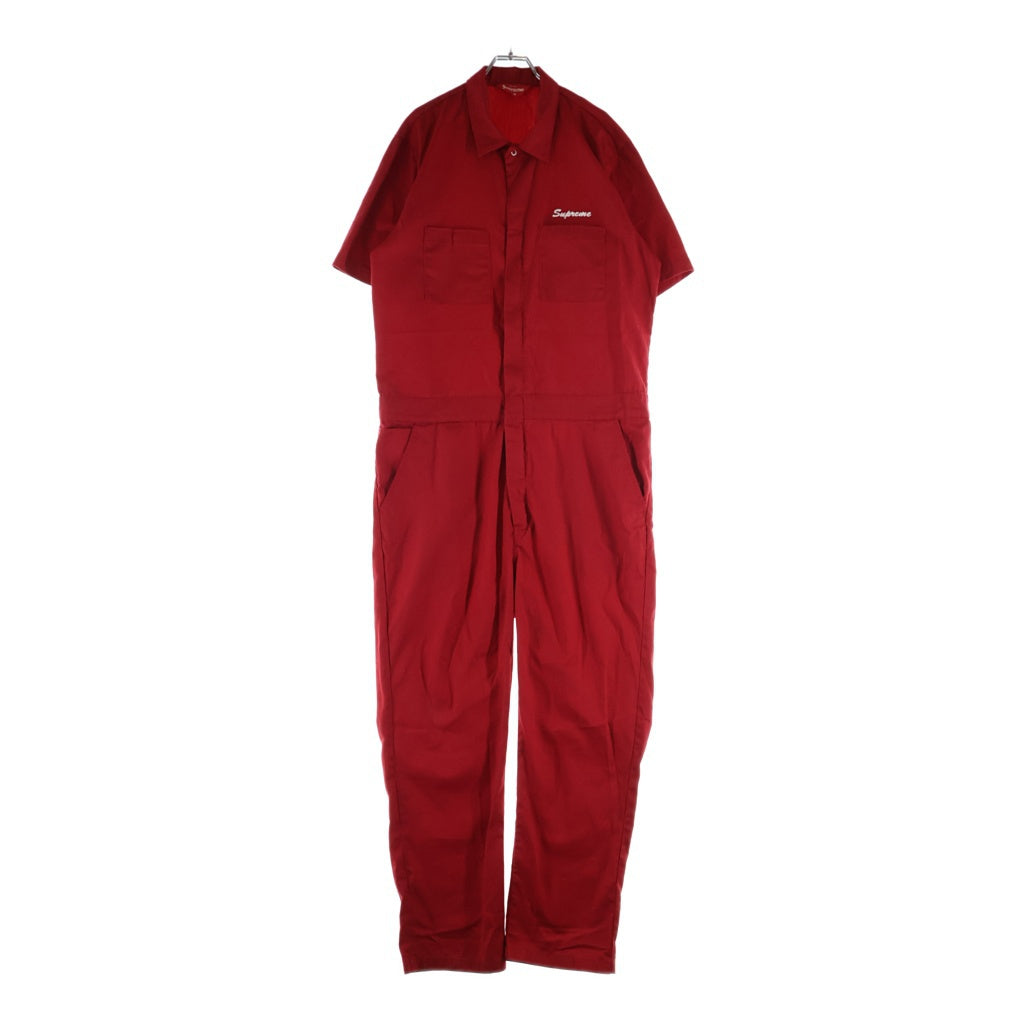 SUPREME(シュプリーム) 17SS SS Coveralls エンブロイダリーロゴデザイン 半袖カバーオール つなぎ レッド