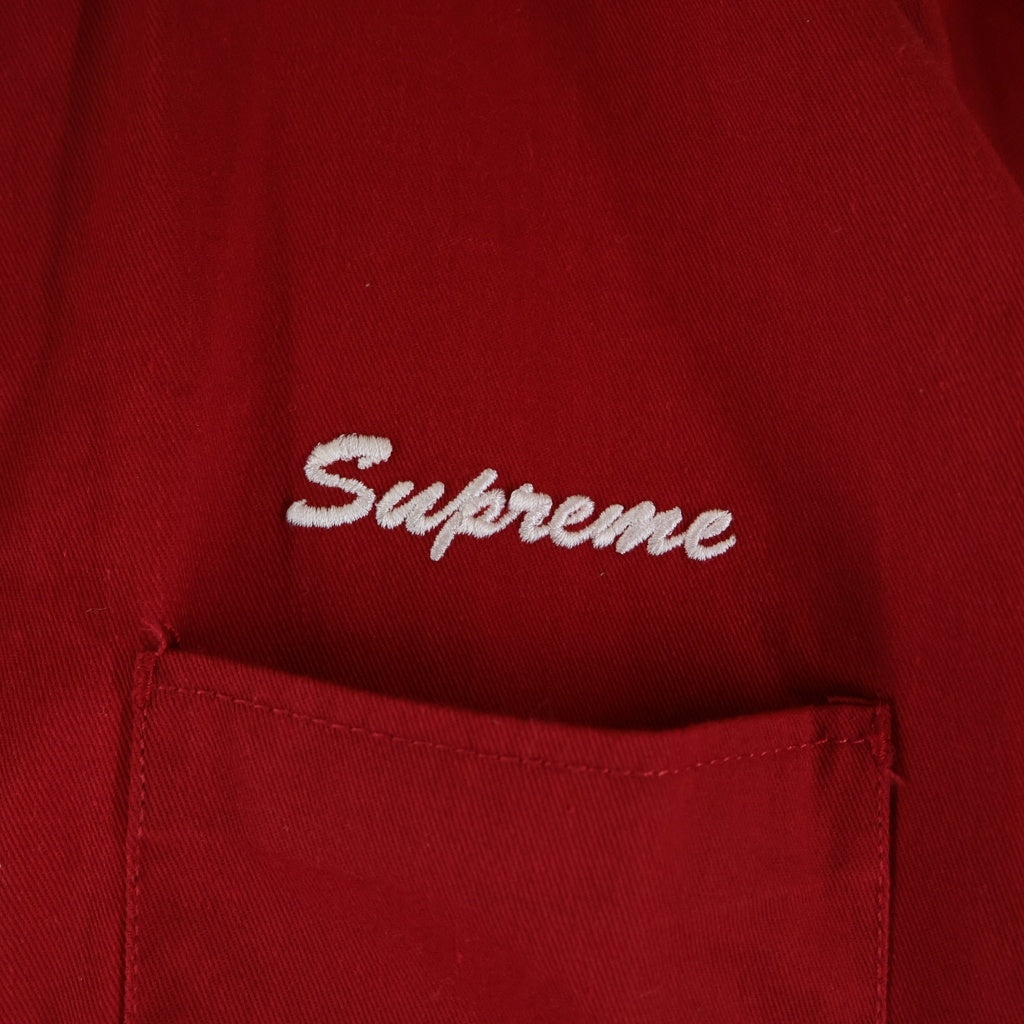 SUPREME(シュプリーム) 17SS SS Coveralls エンブロイダリーロゴデザイン 半袖カバーオール つなぎ レッド