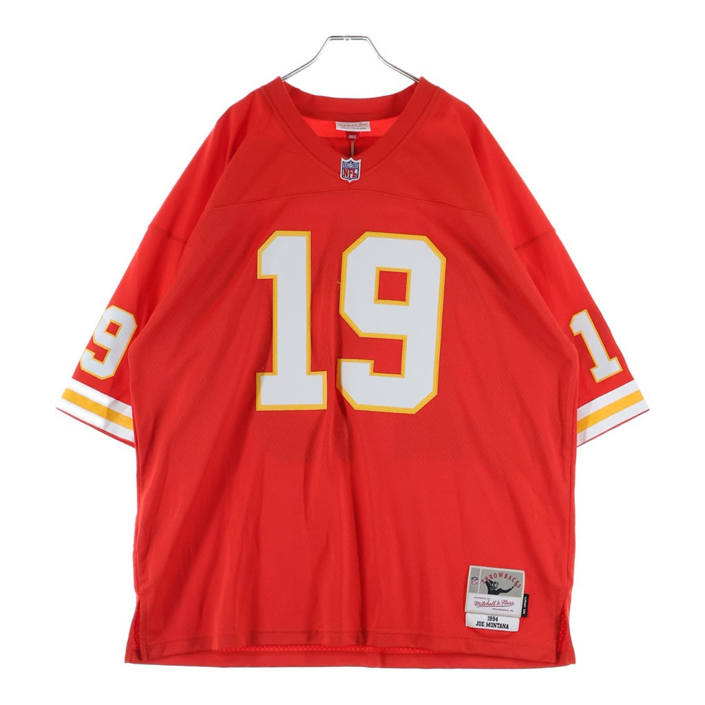 Mitchell&Ness(ミッチェル アンド ネス) MONTANA ジョーモンタナ ナンバリングデザイン Vネック 半袖ゲームシャツ レッド
