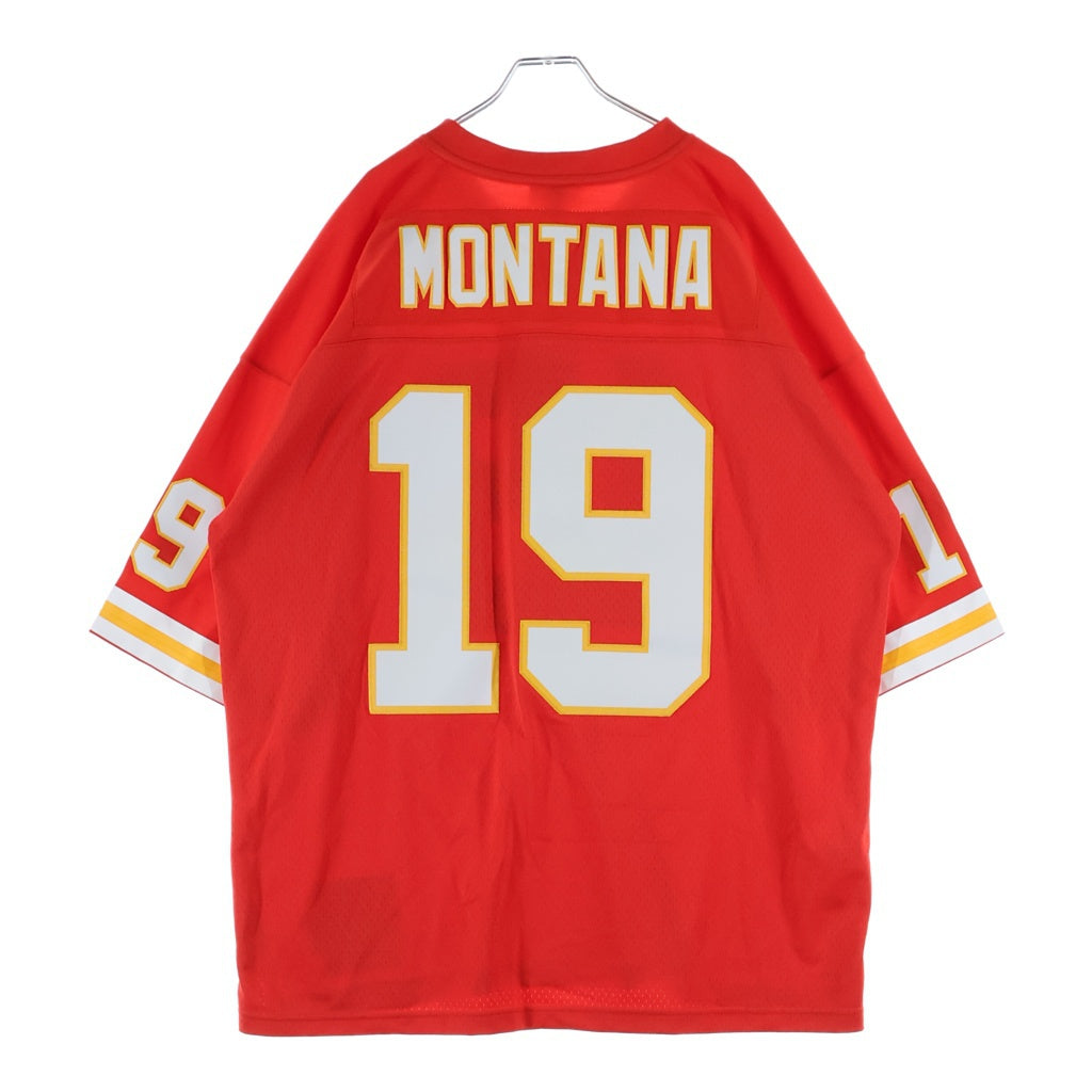Mitchell&Ness(ミッチェル アンド ネス) MONTANA ジョーモンタナ ナンバリングデザイン Vネック 半袖ゲームシャツ レッド