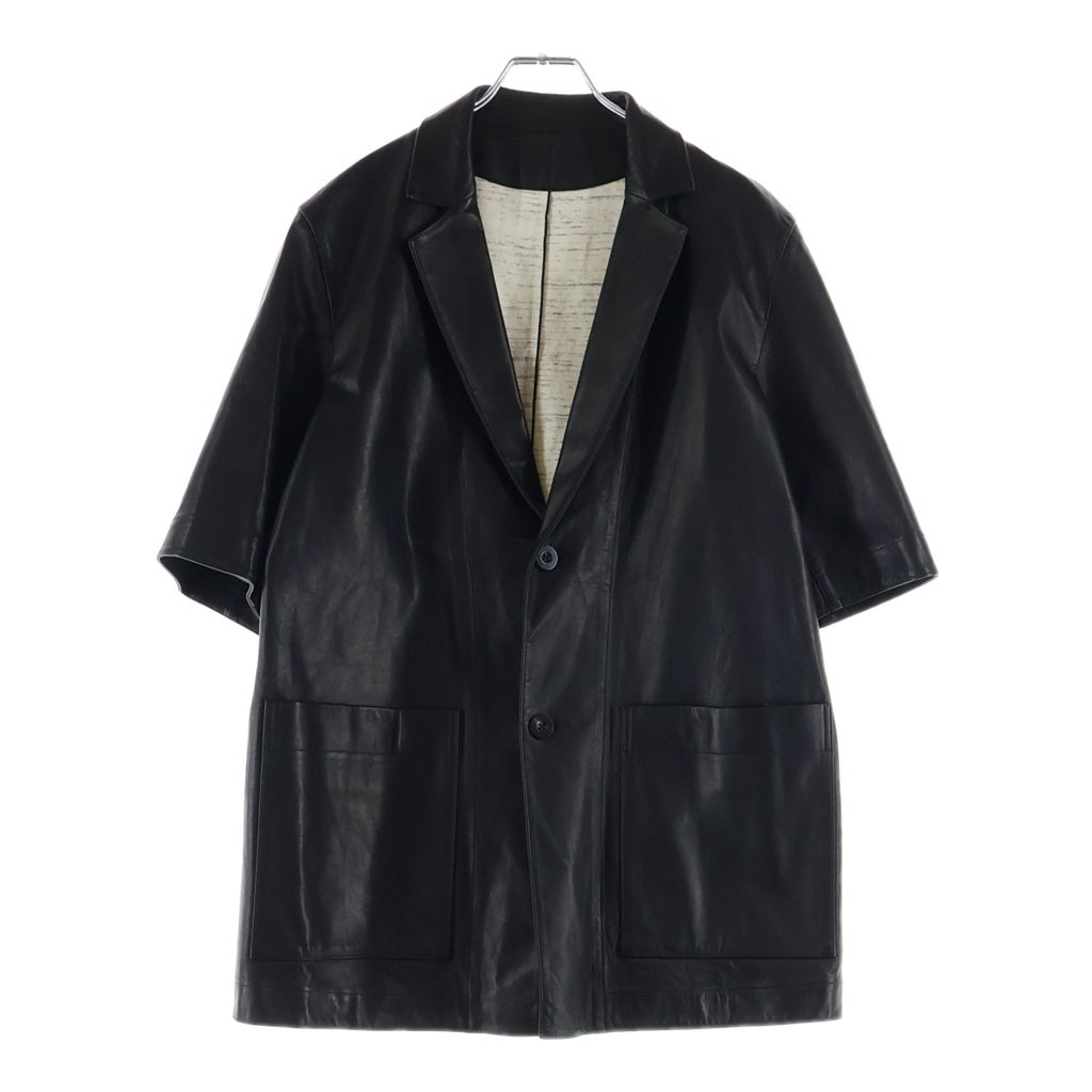 IRENISA(イレニサ) 23SS REVERSIBLE SHORT-SLEEVED LEATHER JACKET リバーシブル 半袖レザージャケット ブラック IH-23SS-J023-LH