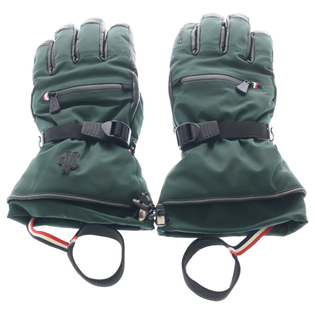MONCLER(モンクレール) 23AW GLOVES レザー切替 ナイロングローブ グリーン/ブラック I20973A00002