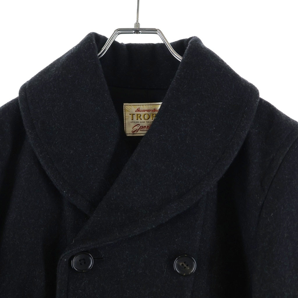 TROPHY CLOTHING(トロフィークロージング) ウール ダブルブレスト Pコート ジャケット ブラック