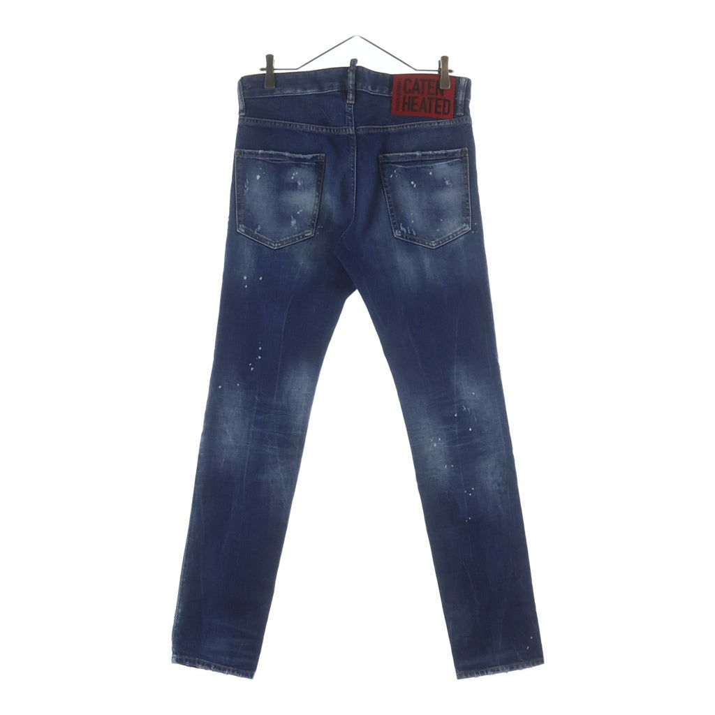 DSQUARED2(ディースクエアード) コットン ダメージ加工 スリムフィット デニムパンツ インディゴ S71LB0723