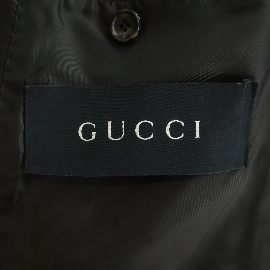 GUCCI(グッチ) シープハイド 2Bシングル レザーテーラードジャケット ブラック 102555