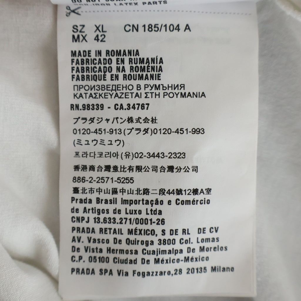 PRADA(プラダ) ポケットロゴプリント クルーネック半袖Tシャツ カットソー ホワイト SJN250 R192