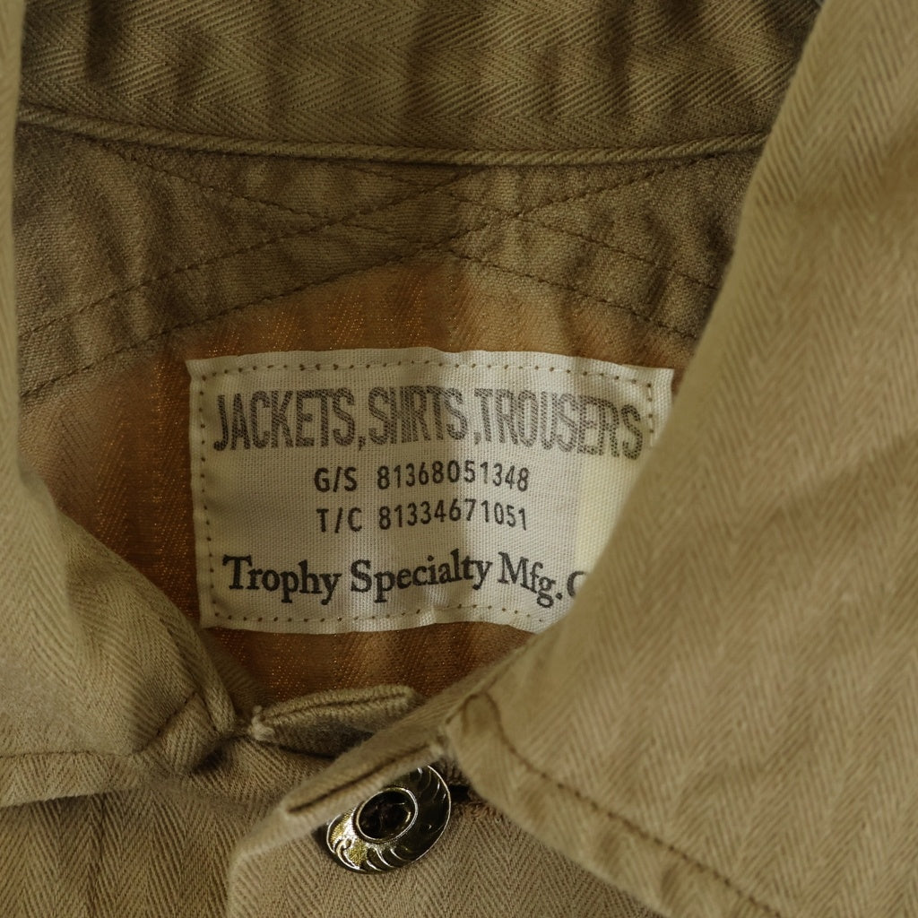 TROPHY CLOTHING(トロフィークロージング) コットン ヘリンボーン シャツジャケット ベージュ