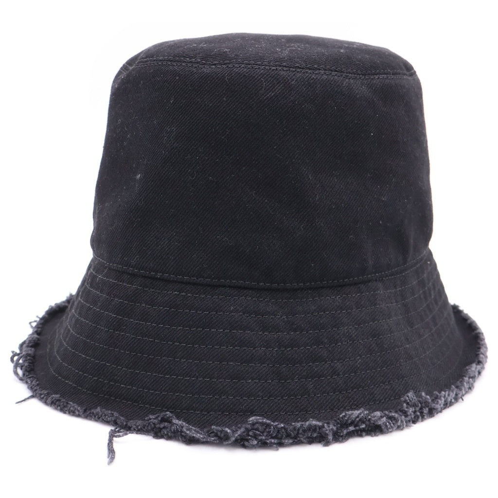 LOEWE(ロエベ) FRAYED BUCKET HAT ステッチブリム フリンジ レザーパッチ バケットハット 帽子 ブラック K820HB1X20 レディース