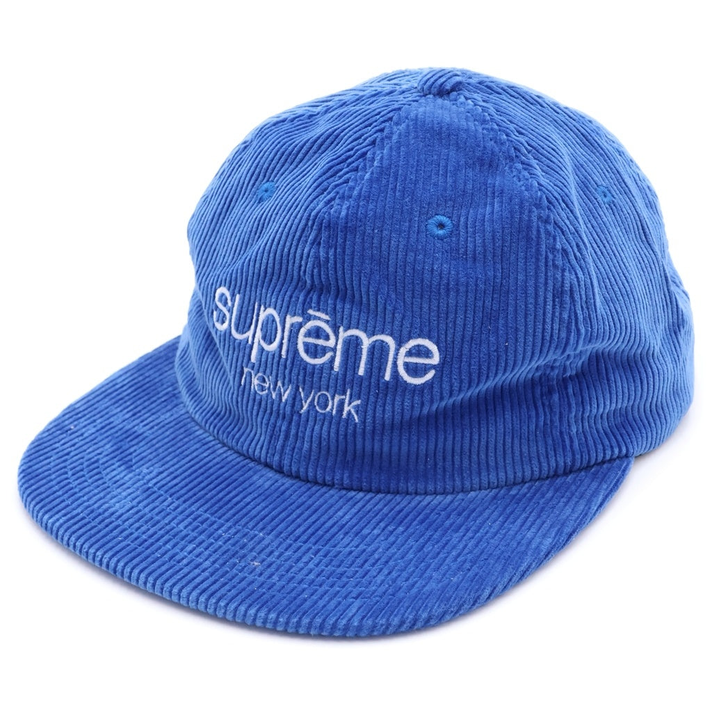 SUPREME(シュプリーム) 18SS Corduroy Classic Logo Cap コーデュロイ クラシックロゴ キャンプキャップ 帽子 ブルー