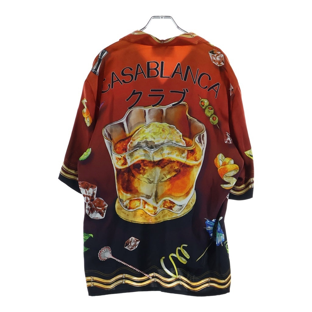 CASABLANCA(カサブランカ) SILK SATIN CUBAN COLLAR SHORT SLEEVE SHIRT オープンカラー クラブ 半袖シルクシャツ マルチカラー MS22-TR-012