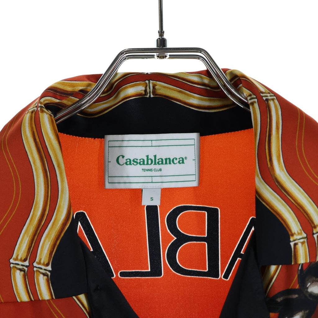 CASABLANCA(カサブランカ) SILK SATIN CUBAN COLLAR SHORT SLEEVE SHIRT オープンカラー クラブ 半袖シルクシャツ マルチカラー MS22-TR-012
