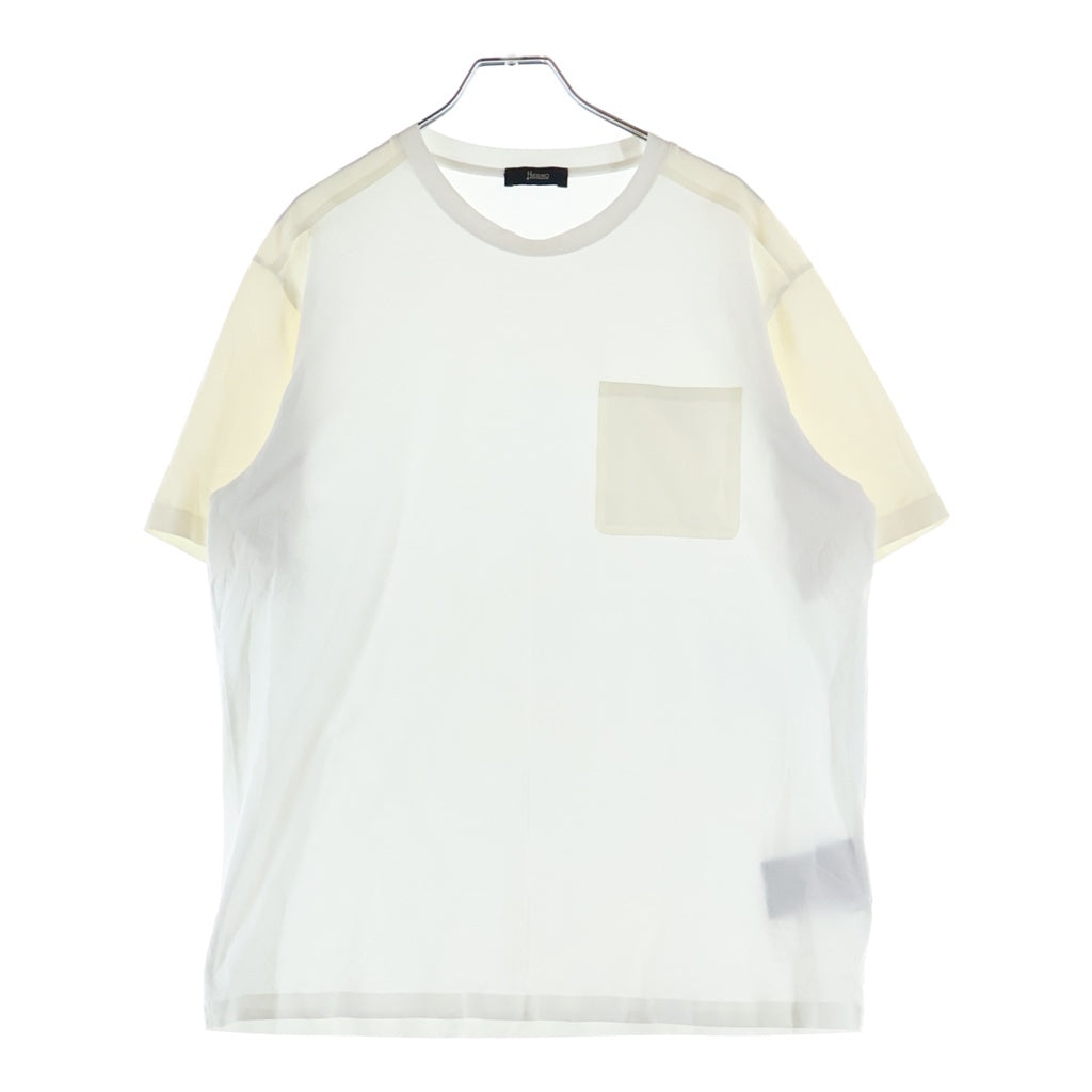 HERNO(ヘルノ) 胸ポケットデザイン クルーネック カットソー 半袖Tシャツ ホワイト JG000137U-52003-1000