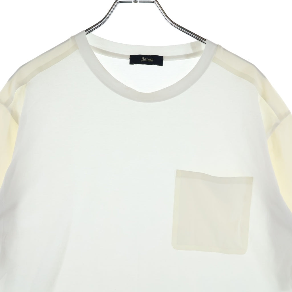 HERNO(ヘルノ) 胸ポケットデザイン クルーネック カットソー 半袖Tシャツ ホワイト JG000137U-52003-1000