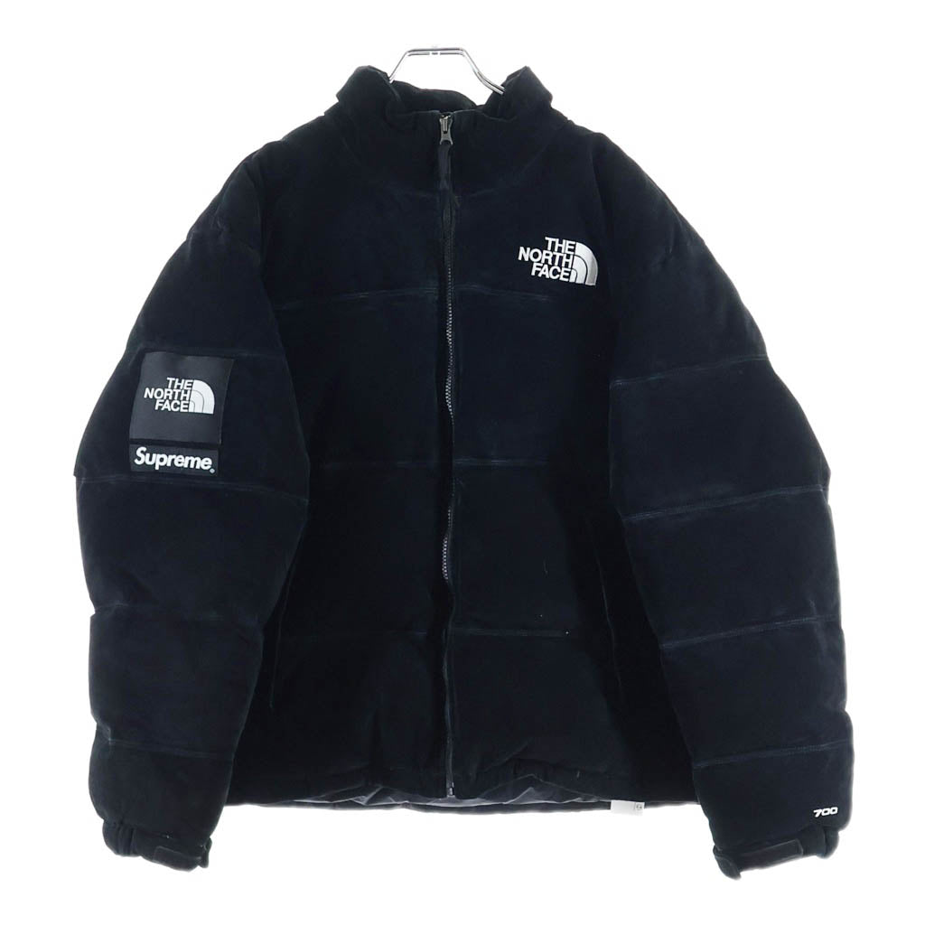 THE NORTH FACE(ザノースフェイス) 23AW ×SUPREME Suede Nuptse Jacket シュプリーム ロゴエンブロイダリー スエード ヌプシ ダウンジャケット ブラック NF0A875N