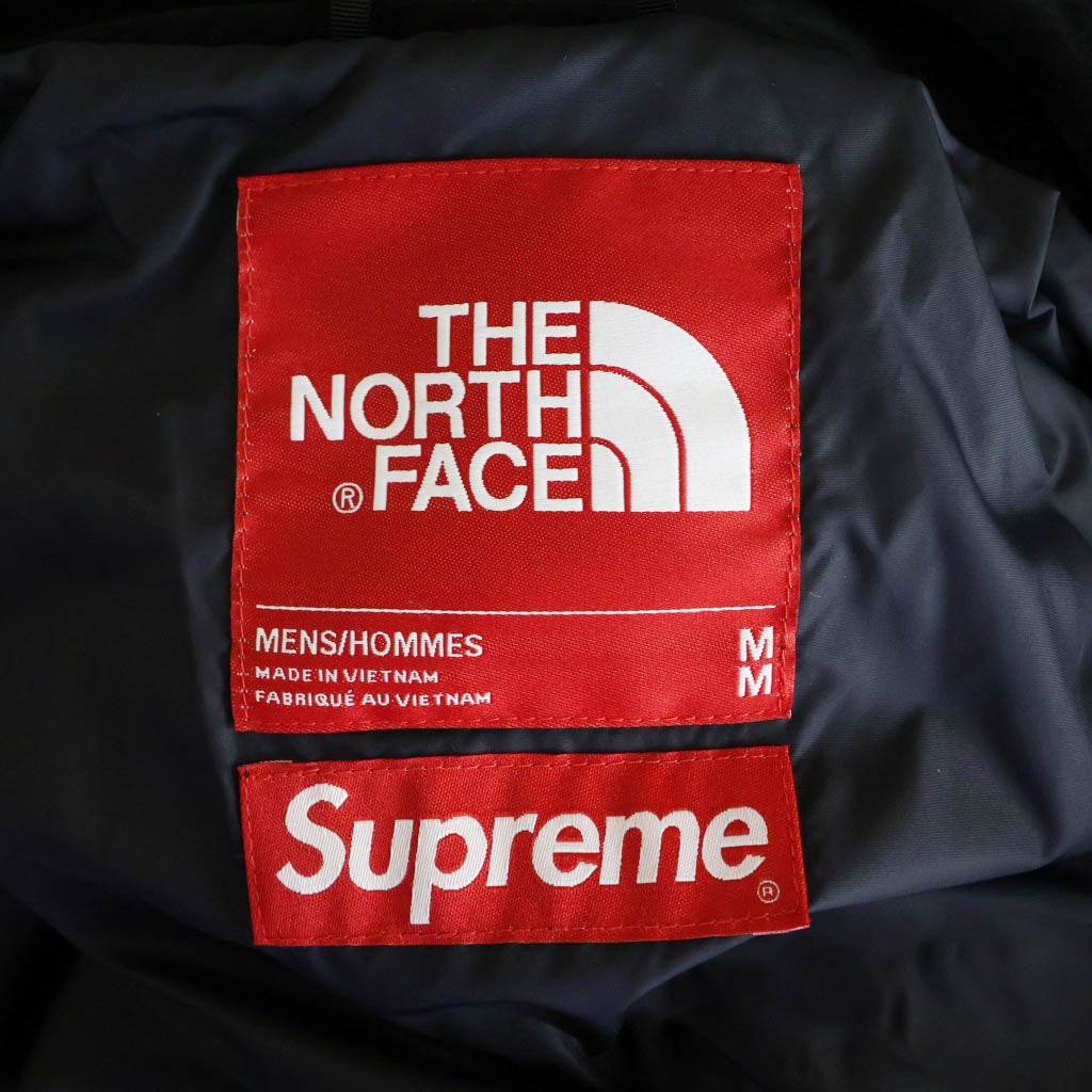 THE NORTH FACE(ザノースフェイス) 23AW ×SUPREME Suede Nuptse Jacket シュプリーム ロゴエンブロイダリー スエード ヌプシ ダウンジャケット ブラック NF0A875N