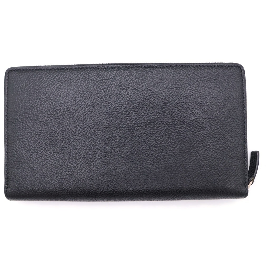 BALENCIAGA(バレンシアガ) ロゴプリント ラウンドジップ キャッシュ コンチネンタル レザーロングウォレット 長財布 ブラック 594317